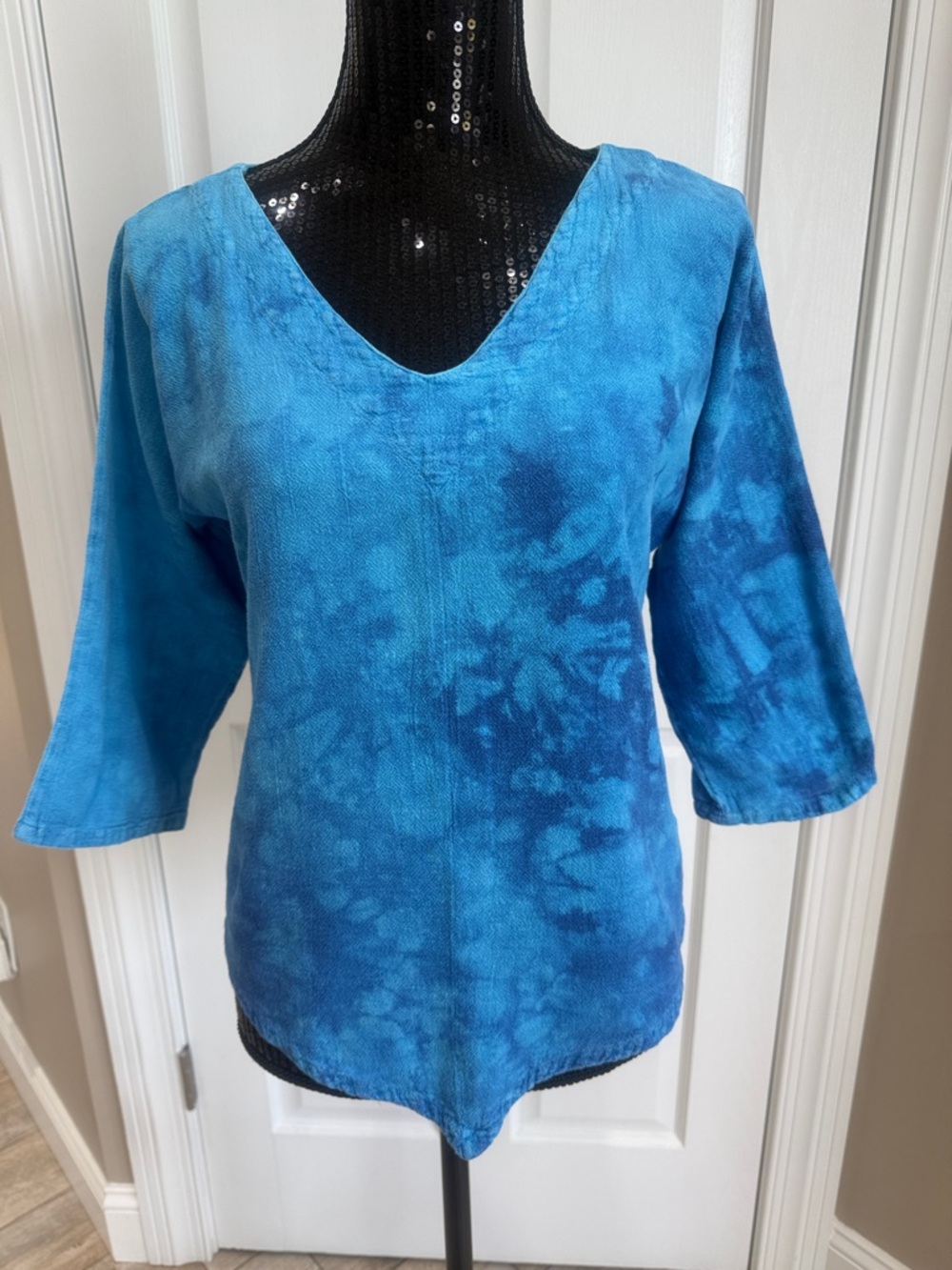 Oh My Gauze! Blue Tie-Dye V-Neck Tunic
